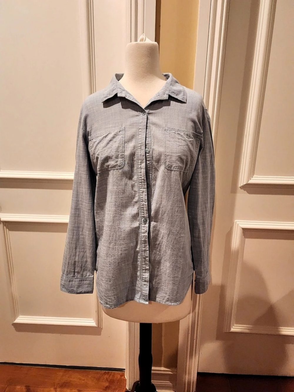 American Rag CIE Cotton Button Down Shirt in Gray Medium